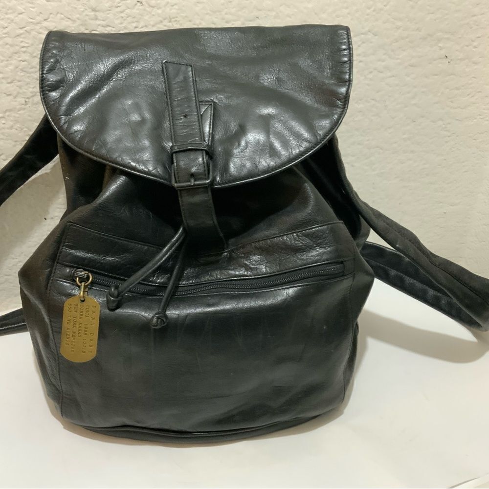 DKNY Donna Karan Black Leather BackPack Bag